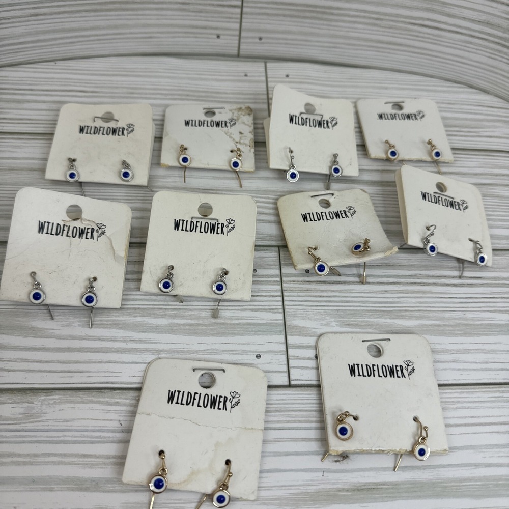 Silver Gold Tone Evil Eye Ear hook Earrings lot of 10